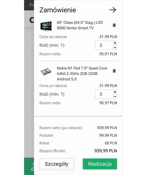 Sklep B2B – koszyk zamówienia, wybór magazynu i automatyczne obliczanie kosztów dostawy